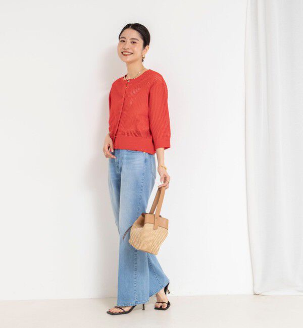 NOLLEY'S「《手洗い可能》メッシュスパンコール6分袖カーディガン」|カーディガン|