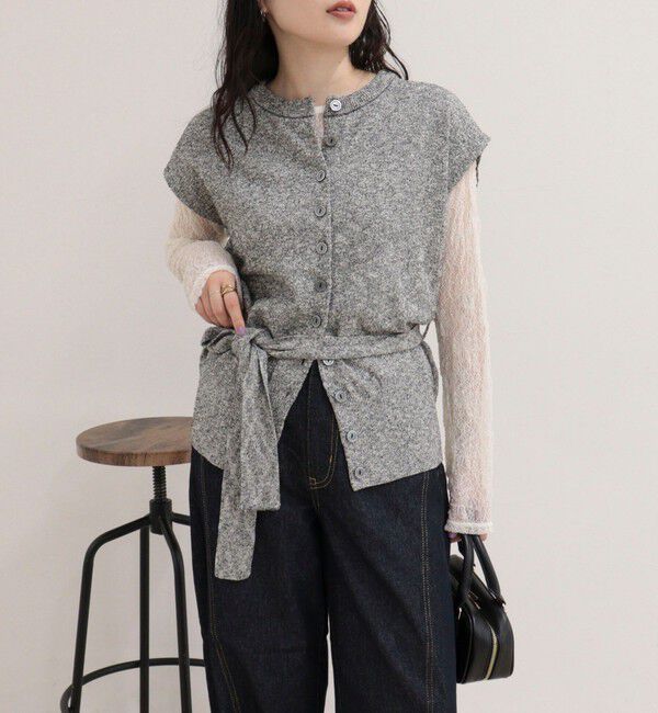 fredy emue「ベルト付きニットベスト」|ベスト・ジレ|ブラック系その他