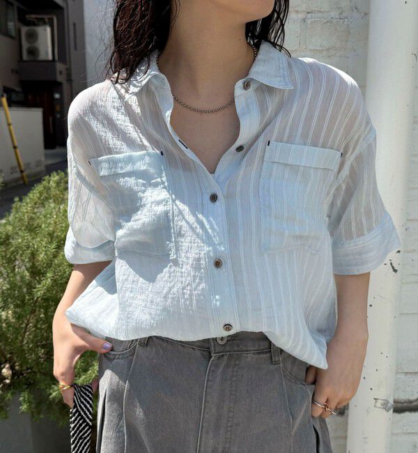 fredy emue「シアーストライプ半袖シャツ」|シャツ・ブラウス|