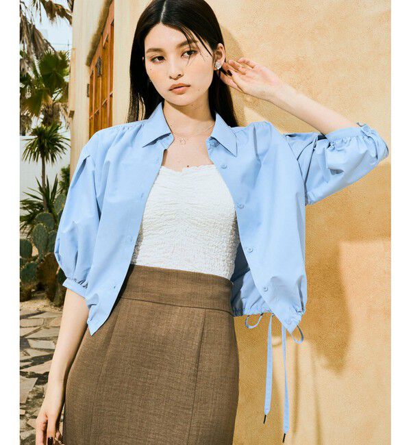 VIS「ドロストボリュームスリーブシャツ（レース・無地）」|シャツ・ブラウス|