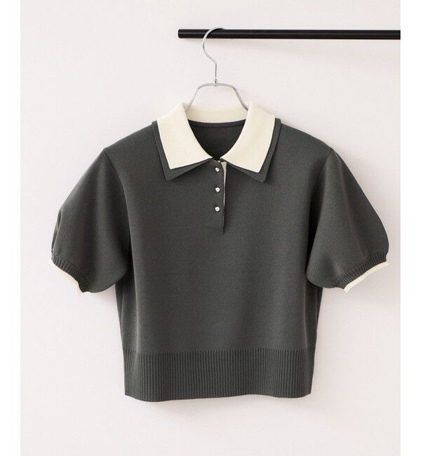 VIS「ダブルカラー半袖ポロニットトップス/イージーケア・WEB限定カラー」|ポロシャツ|