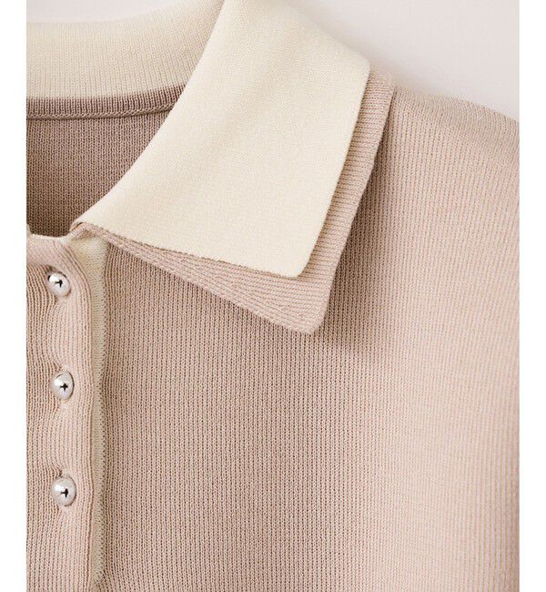 VIS「ダブルカラー半袖ポロニットトップス/イージーケア・WEB限定カラー」|ポロシャツ|