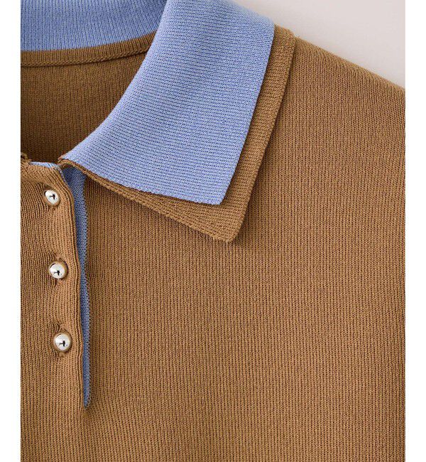 VIS「ダブルカラー半袖ポロニットトップス/イージーケア・WEB限定カラー」|ポロシャツ|