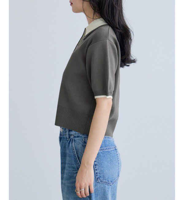 VIS「ダブルカラー半袖ポロニットトップス/イージーケア・WEB限定カラー」|ポロシャツ|