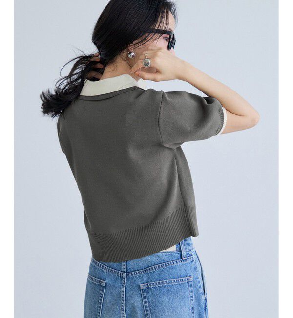 VIS「ダブルカラー半袖ポロニットトップス/イージーケア・WEB限定カラー」|ポロシャツ|