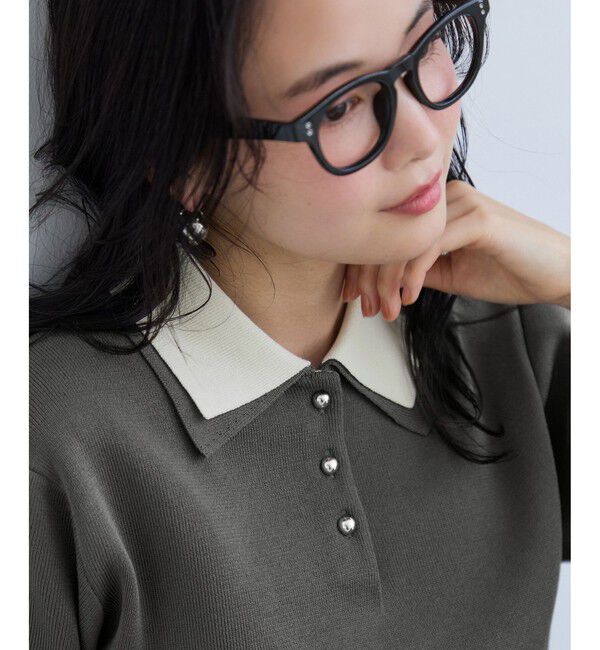 VIS「ダブルカラー半袖ポロニットトップス/イージーケア・WEB限定カラー」|ポロシャツ|