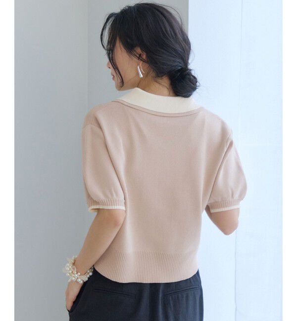 VIS「ダブルカラー半袖ポロニットトップス/イージーケア・WEB限定カラー」|ポロシャツ|