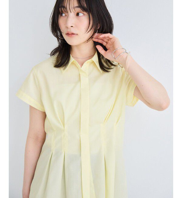 VIS「ウエストタックペプラム半袖シャツブラウス」|シャツ・ブラウス|