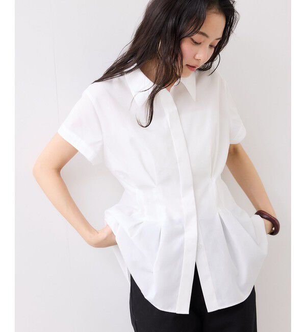 VIS「ウエストタックペプラム半袖シャツブラウス」|シャツ・ブラウス|