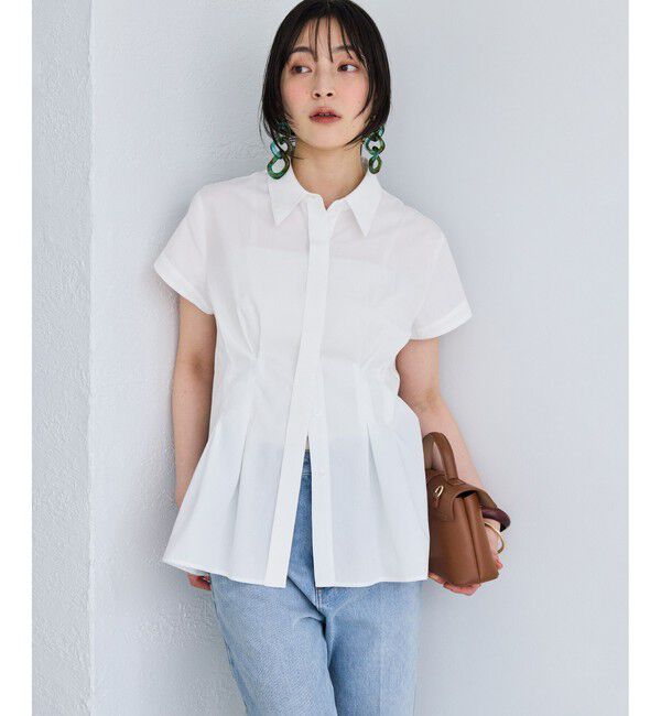 VIS「ウエストタックペプラム半袖シャツブラウス」|シャツ・ブラウス|