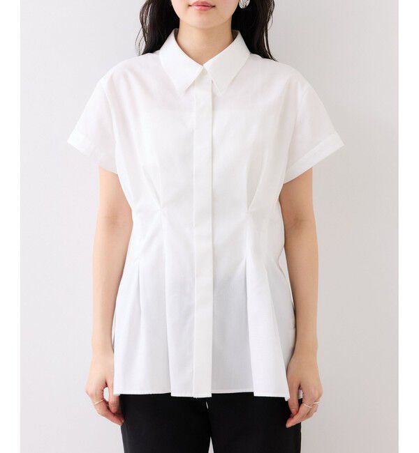 VIS「ウエストタックペプラム半袖シャツブラウス」|シャツ・ブラウス|