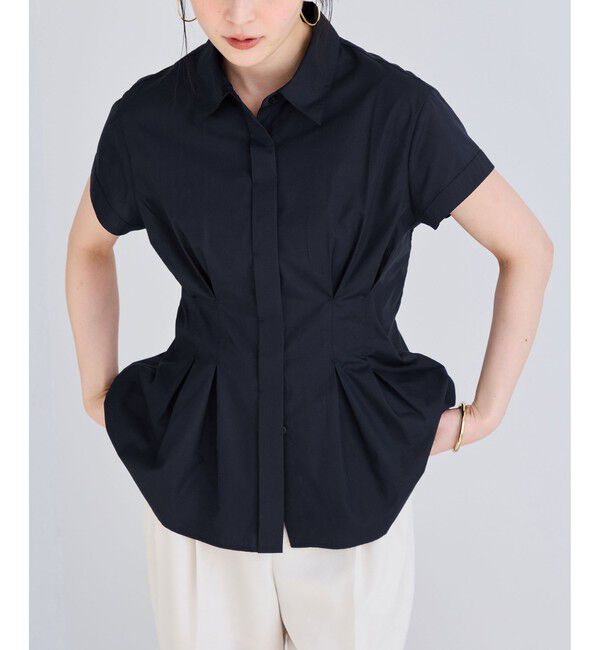 VIS「ウエストタックペプラム半袖シャツブラウス」|シャツ・ブラウス|