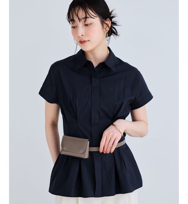 VIS「ウエストタックペプラム半袖シャツブラウス」|シャツ・ブラウス|