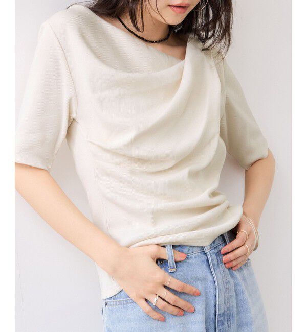 VIS「テレコハーフスリーブドレーププルオーバー」|Tシャツ・カットソー|オフホワイト(15)