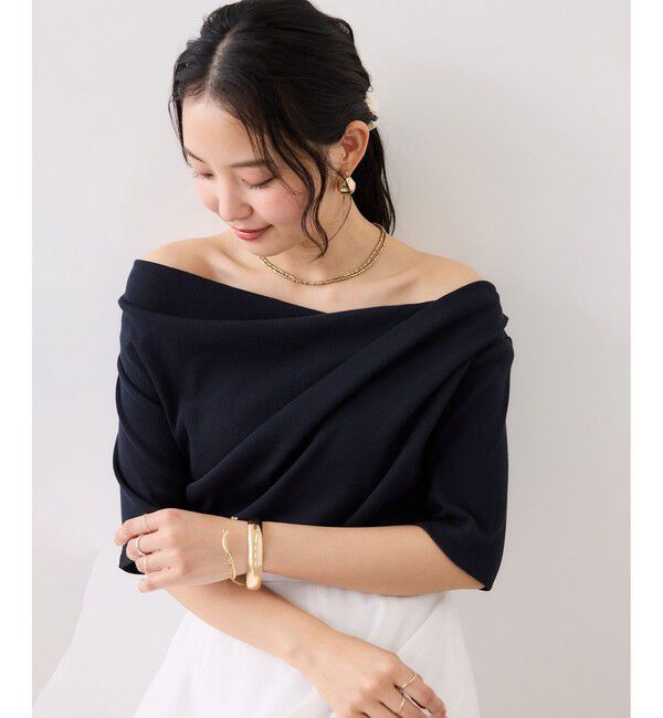 VIS「テレコハーフスリーブドレーププルオーバー」|Tシャツ・カットソー|ネイビー(40)