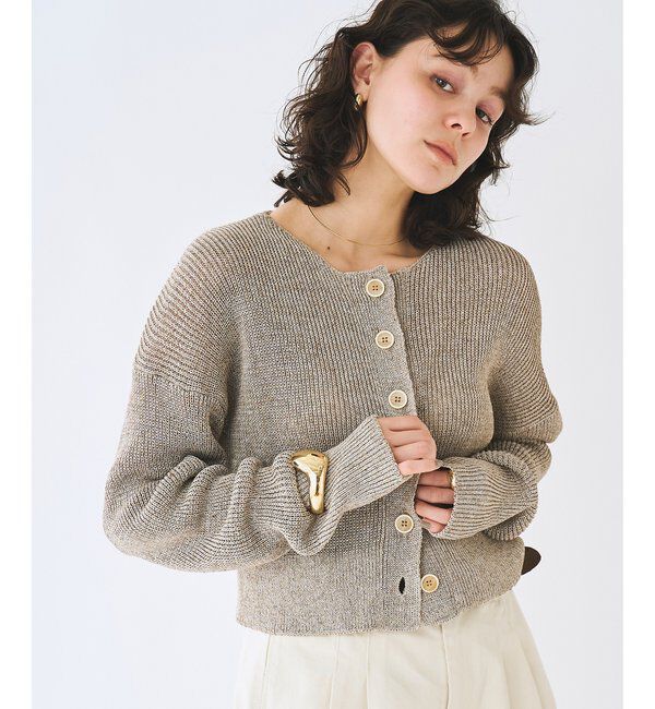 「ショートニットカーディガン」|ニット・セーター|ベージュ