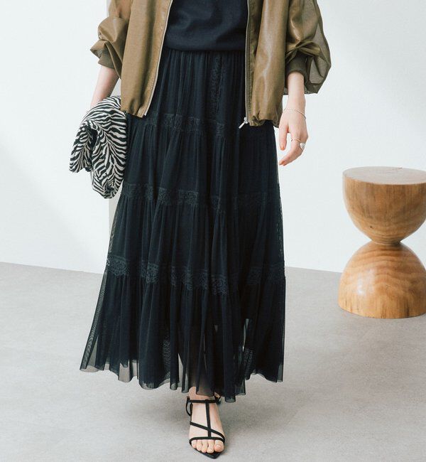  「予約【着映え】チュールティアードスカート」|スカート|