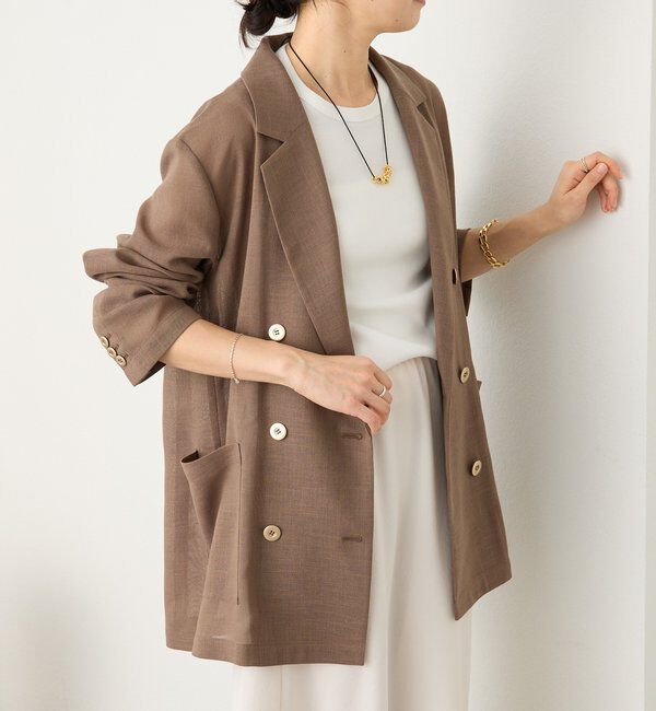  「予約【日除け・冷房避けに】リネンライクメッシュジャケット」|テーラードジャケット|