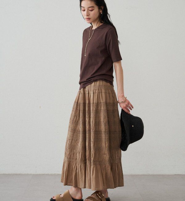  「【INDIA】ギャザーティアードレーススカート」|スカート|