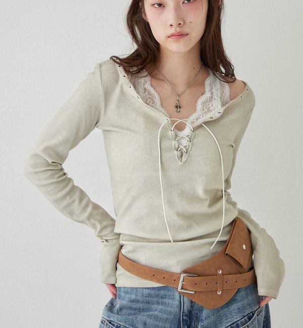  「プロセストレースアップトップス」|Tシャツ・カットソー|