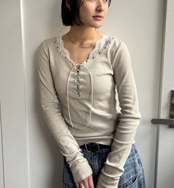  「プロセストレースアップトップス」|Tシャツ・カットソー|