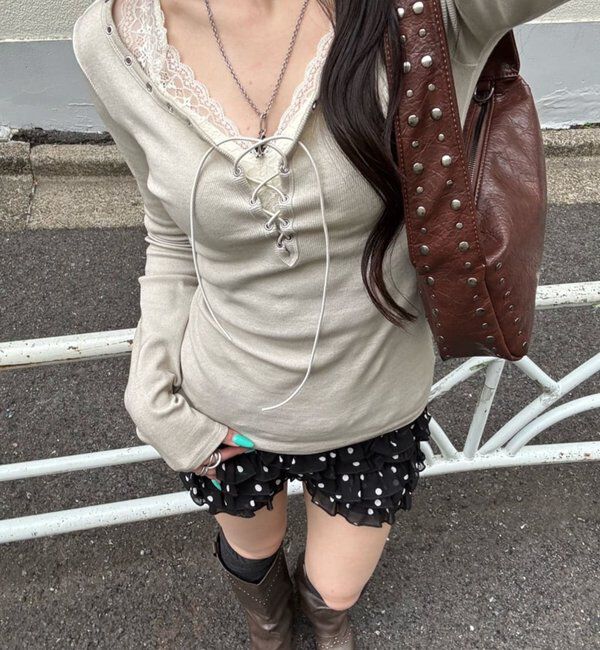  「プロセストレースアップトップス」|Tシャツ・カットソー|