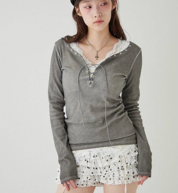  「プロセストレースアップトップス」|Tシャツ・カットソー|