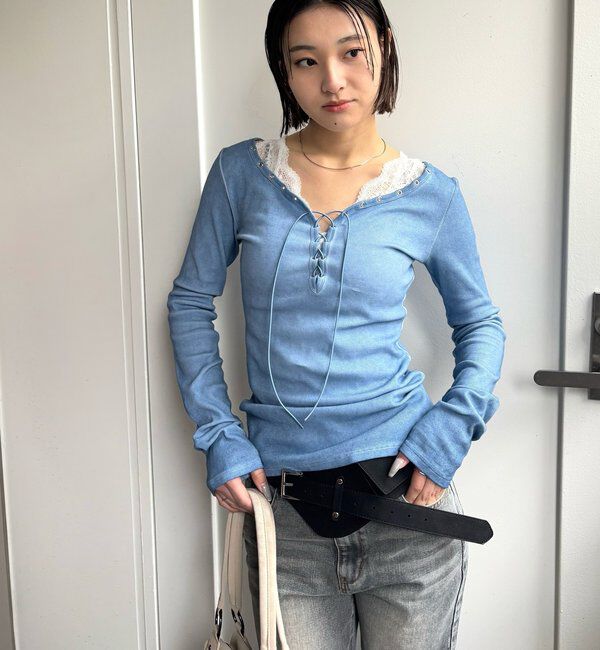  「プロセストレースアップトップス」|Tシャツ・カットソー|