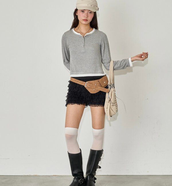  「ドットレイヤードヘンリートップス」|Tシャツ・カットソー|