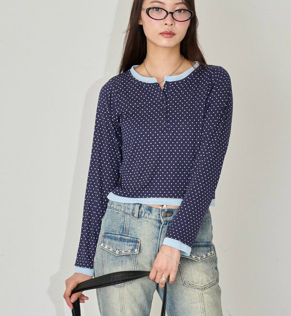  「ドットレイヤードヘンリートップス」|Tシャツ・カットソー|