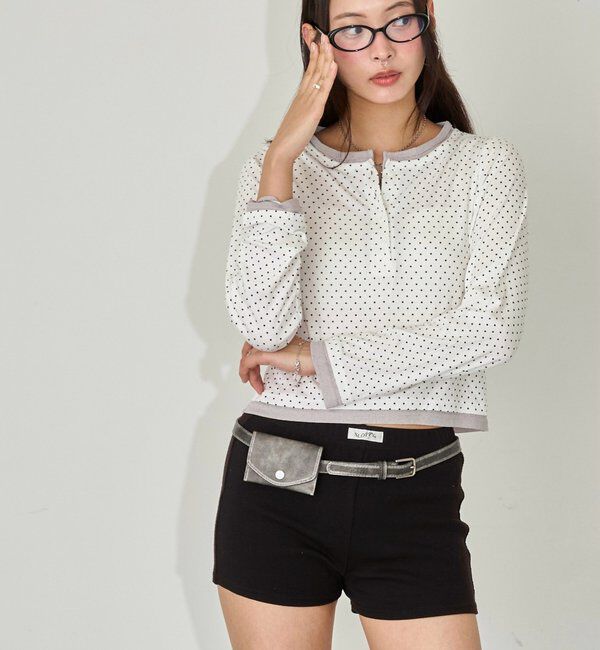  「ドットレイヤードヘンリートップス」|Tシャツ・カットソー|