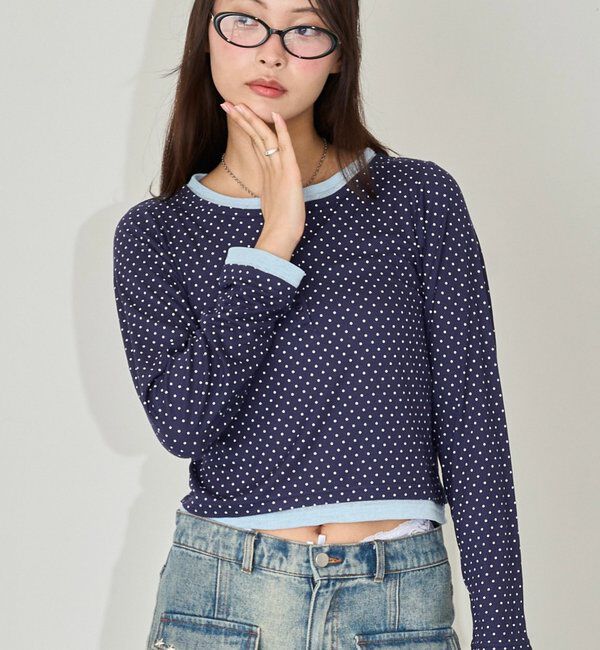  「ドットレイヤードヘンリートップス」|Tシャツ・カットソー|