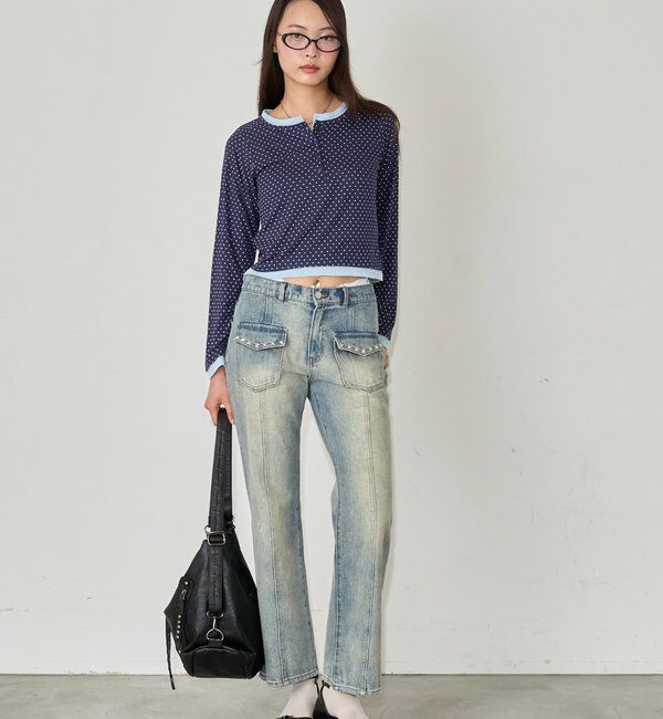  「ドットレイヤードヘンリートップス」|Tシャツ・カットソー|