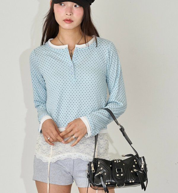  「ドットレイヤードヘンリートップス」|Tシャツ・カットソー|