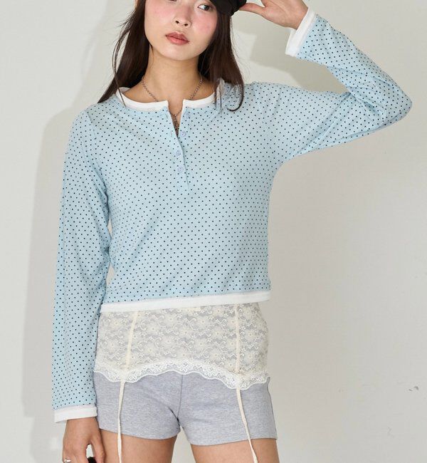  「ドットレイヤードヘンリートップス」|Tシャツ・カットソー|