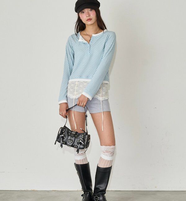  「ドットレイヤードヘンリートップス」|Tシャツ・カットソー|