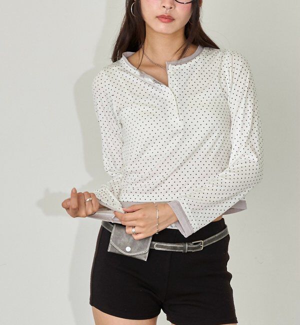  「ドットレイヤードヘンリートップス」|Tシャツ・カットソー|