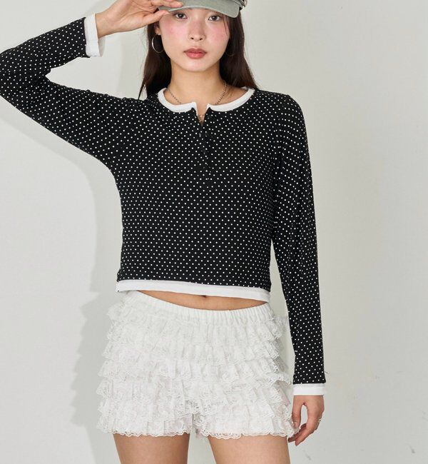  「ドットレイヤードヘンリートップス」|Tシャツ・カットソー|