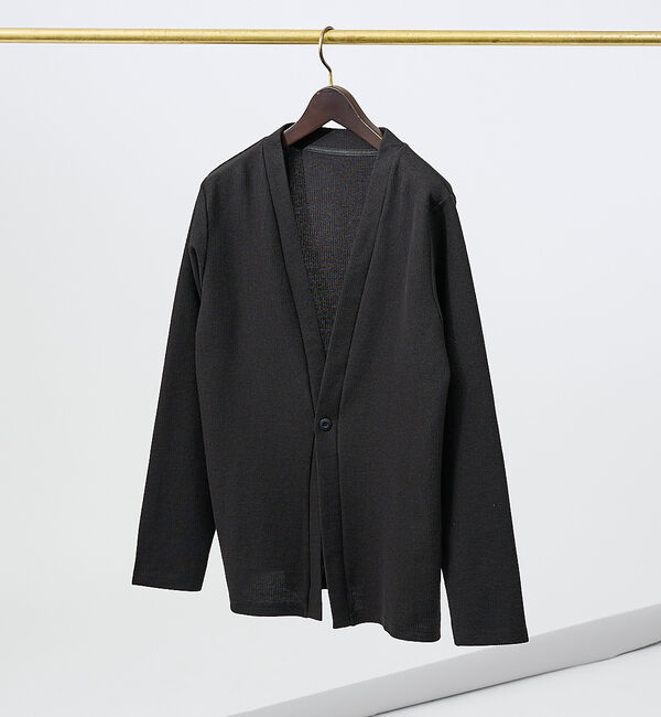 ABAHOUSE「ダブルジャージ 鹿の子 ワンボタンカーディガン」|カーディガン|ブラック