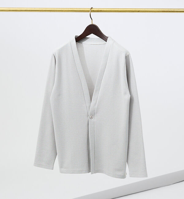 ABAHOUSE「ダブルジャージ 鹿の子 ワンボタンカーディガン」|カーディガン|グレージュ