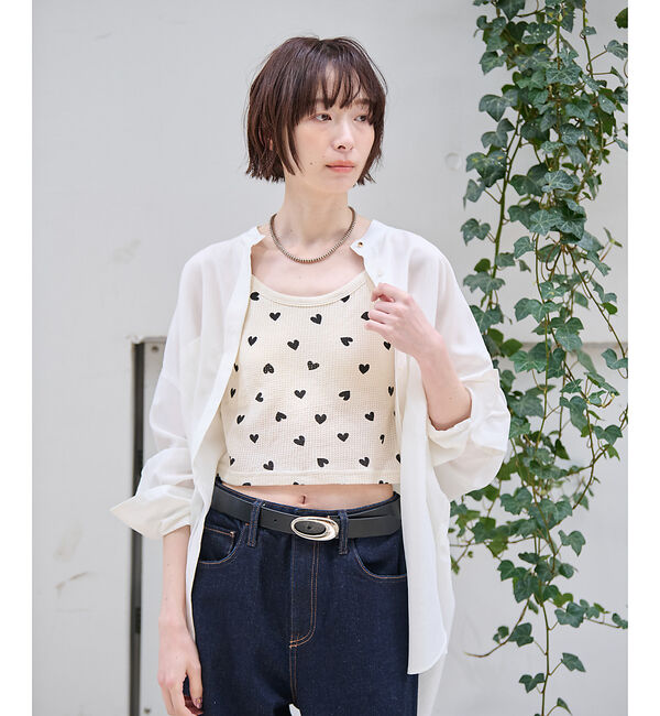 Rouge vif「【JEMORGAN/ジェーイーモーガン】クロップドキャミソール ハート柄/ワッフ」|キャミソール|