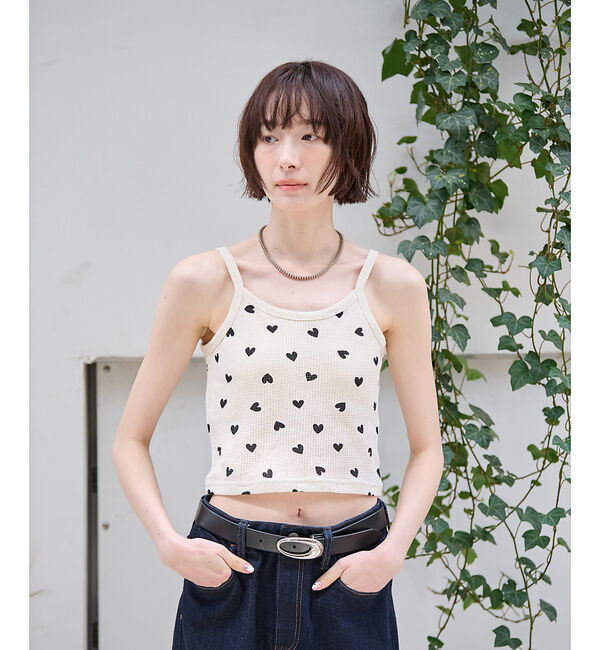 Rouge vif「【JEMORGAN/ジェーイーモーガン】クロップドキャミソール ハート柄/ワッフ」|キャミソール|