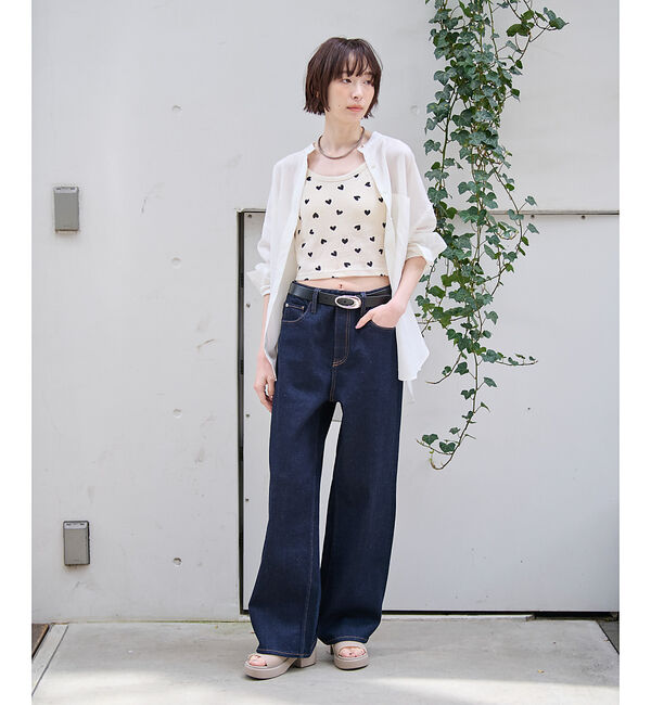 Rouge vif「【JEMORGAN/ジェーイーモーガン】クロップドキャミソール ハート柄/ワッフ」|キャミソール|