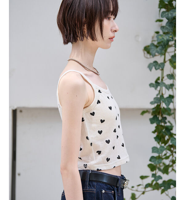 Rouge vif「【JEMORGAN/ジェーイーモーガン】クロップドキャミソール ハート柄/ワッフ」|キャミソール|
