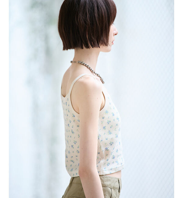 Rouge vif「【JEMORGAN / ジェーイーモーガン】カップ付きクロップドキャミソール/花」|キャミソール|