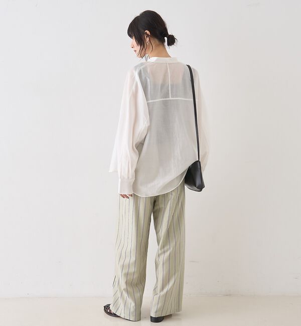 Rouge vif「シアースタンドネックシャツ/バンドカラーシャツ」|シャツ・ブラウス|