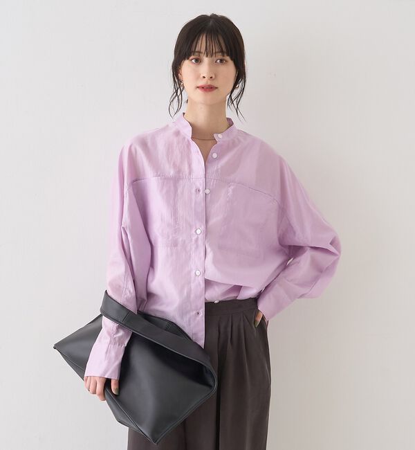 Rouge vif「シアースタンドネックシャツ/バンドカラーシャツ」|シャツ・ブラウス|