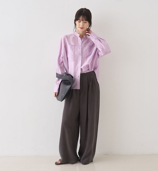 Rouge vif「シアースタンドネックシャツ/バンドカラーシャツ」|シャツ・ブラウス|