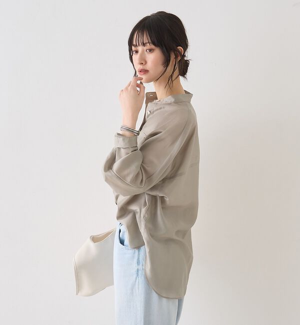 Rouge vif「シアースタンドネックシャツ/バンドカラーシャツ」|シャツ・ブラウス|