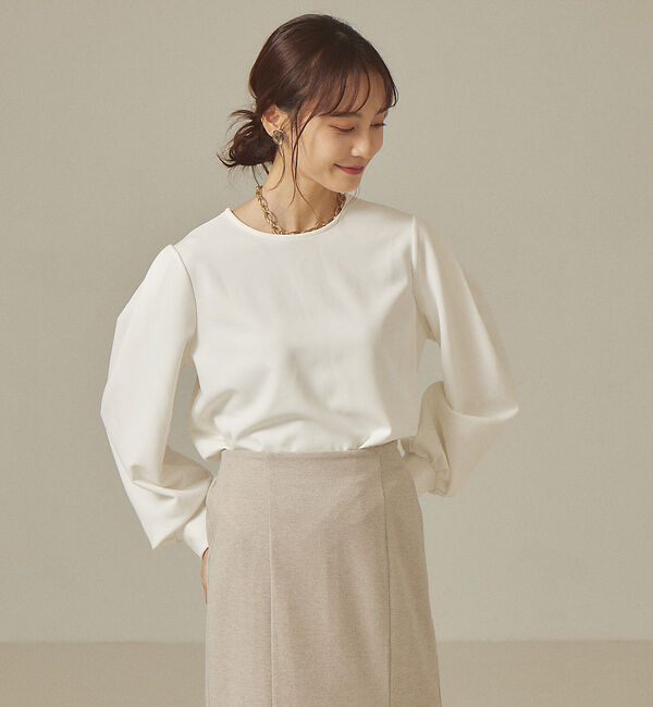 abahouse mavie「【前後着用可】カットジョーゼット2WAYプルオーバー」|Tシャツ・カットソー|ホワイト